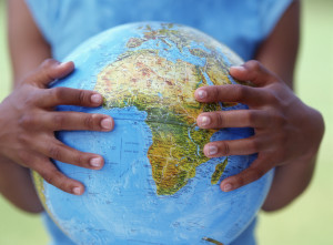 girl with globe