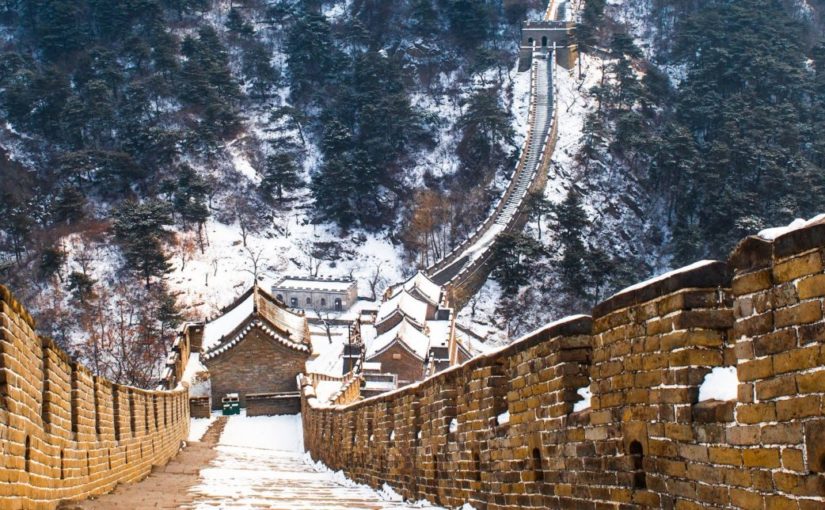 The Great Wall of China in the snow